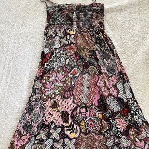 Loft Paisley Smocked Tie Shoulder Midi dress